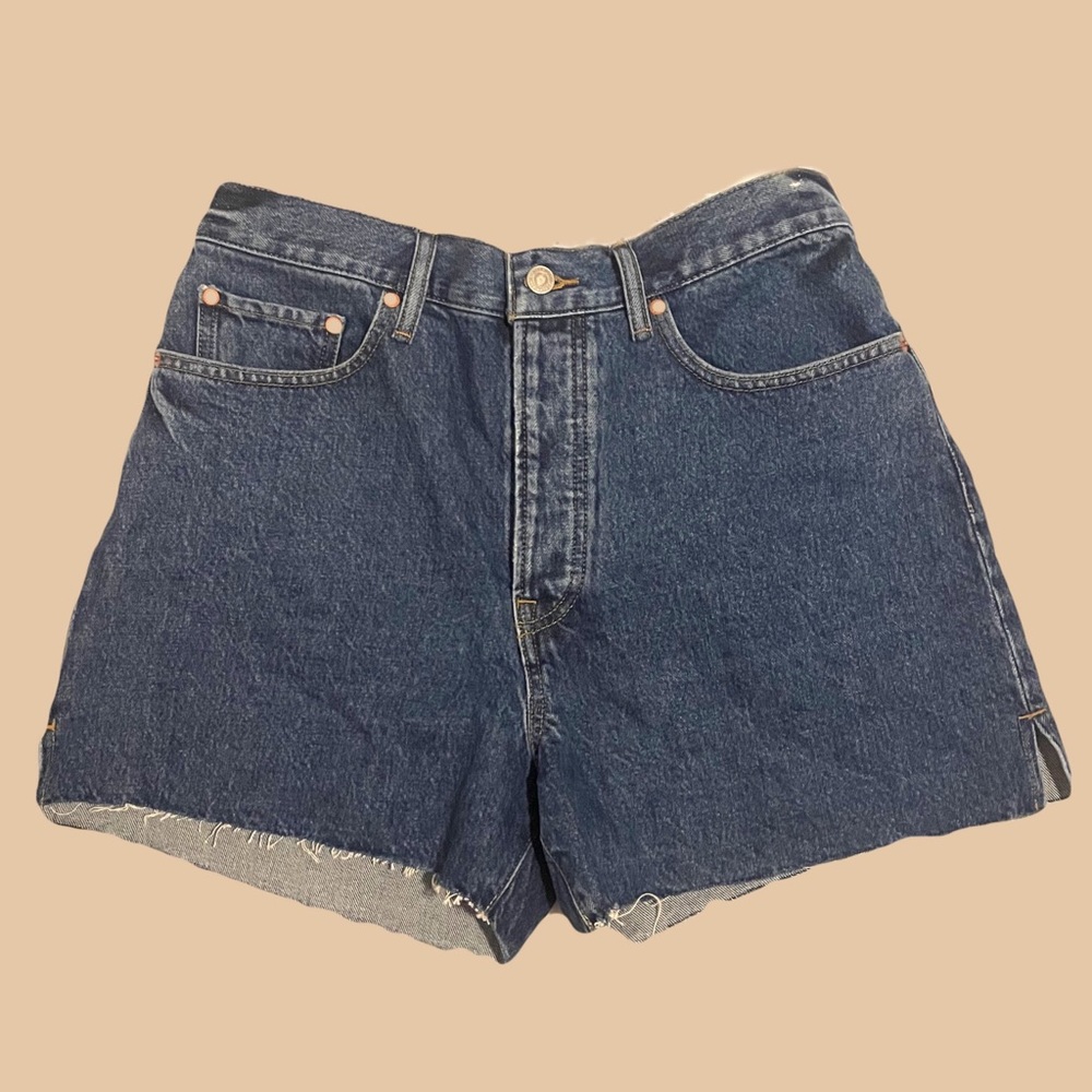 Lucky Brand Jean High Rise Dark Blue Denim Cut Off Shorts Size 12
